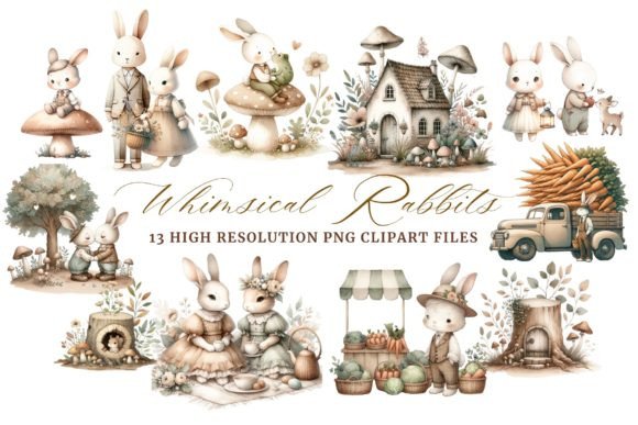 Download Whimsical Watercolor Woodland Rabbits - Premium Resources