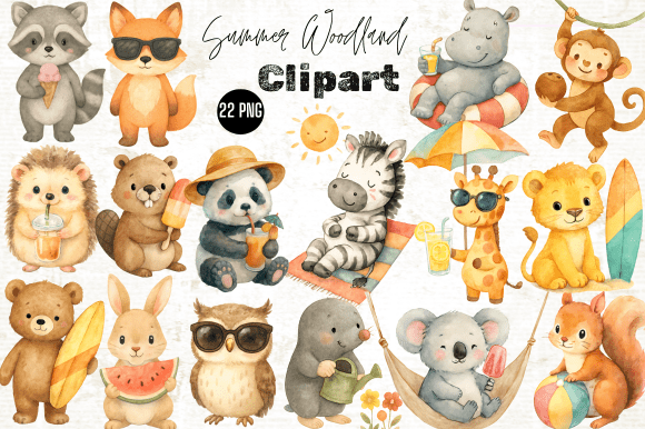 Download Summer Woodland Animals Clipart Bundle - Woodland animals Collection