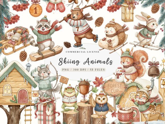 Download Watercolor Winter Woodland Animals PNG - Woodland animals Collection