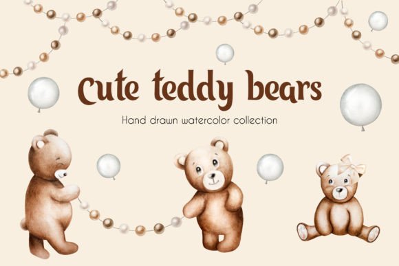 Download Cute Teddy Bears Watercolor Clip Art - Watercolor clip art Collection