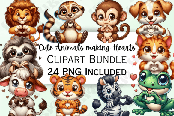 Download Cute Animals Making Heart Shapes Clip - Premium Resources